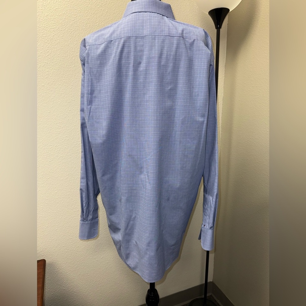 Tommy Hilfiger Blue and White Small Plaid Dress Shirt. Large. - Picture 4 of 9